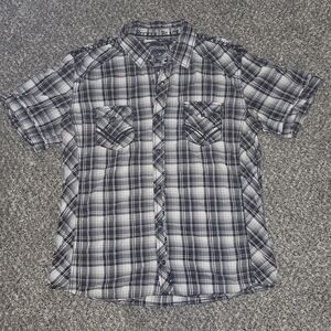 Men's Buckle Black Button Up, XL